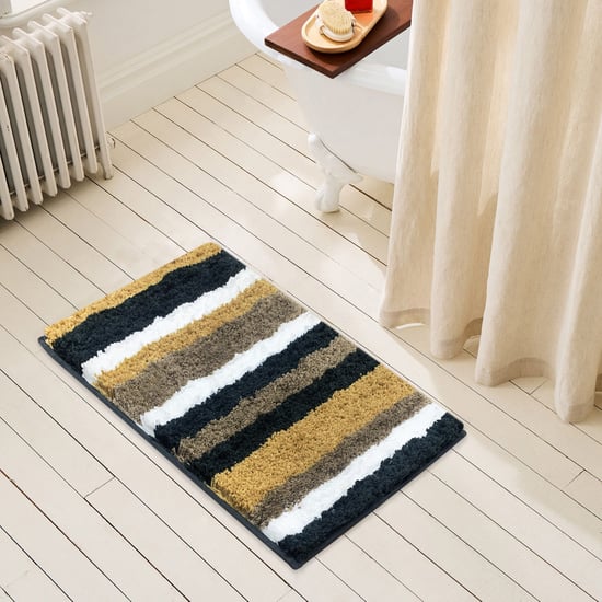 LUXE HOME Anthra Microfiber Striped Anti-Slip Bath Mat - 60x40cm
