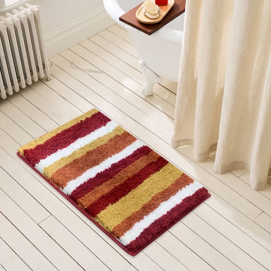 LUXE HOME Microfiber Striped Anti-Slip Bath Mat - 60x40cm