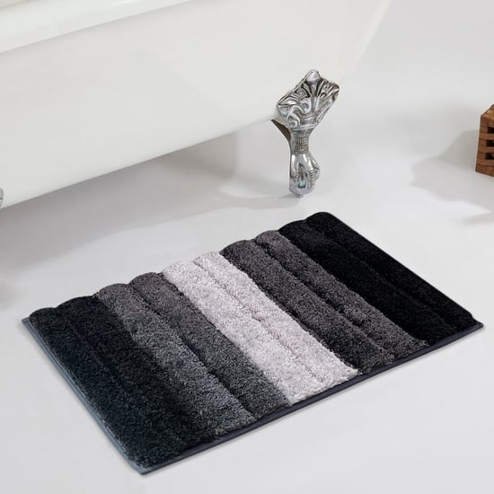 LUXE HOME INTERNATIONAL Microfiber Striped Anti-Slip Bath Mat - 60x40cm