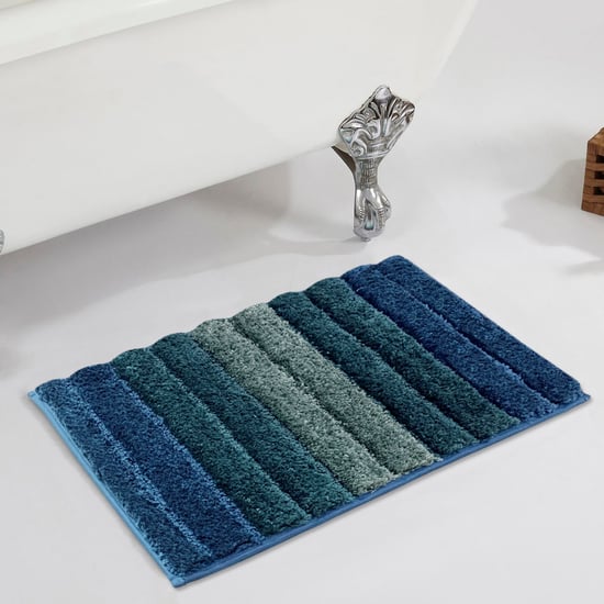 LUXE HOME Microfiber Striped Anti-Slip Bath Mat - 60x40cm