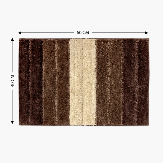 LUXE HOME INTERNATIONAL Microfibre Striped Anti-Slip Bath Mat - 60x40cm