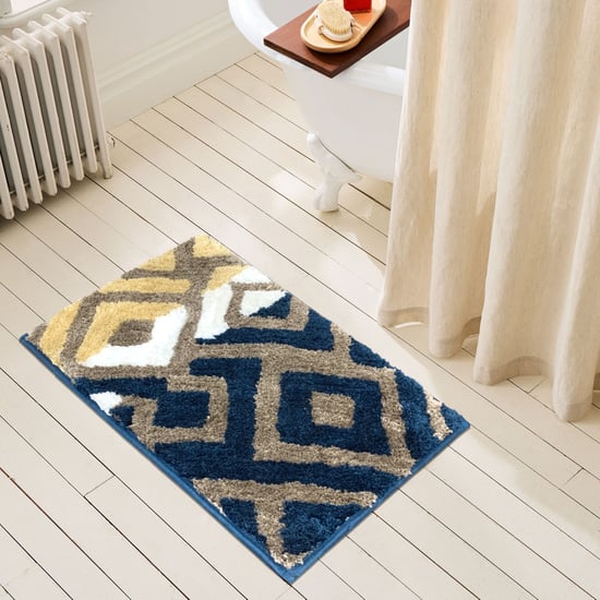 LUXE HOME Macau Microfibre Geometric Anti-Slip Bath Mat - 60x40cm