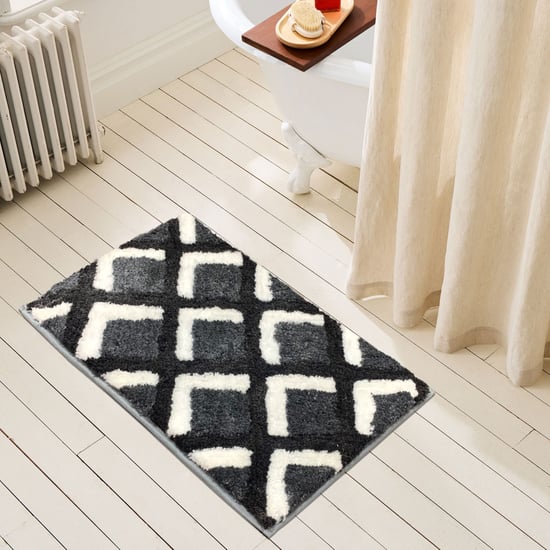 LUXE HOME Macau Square Microfiber Anti-Slip Bath Mat - 60x40cm