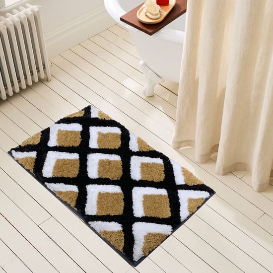 LUXE HOME Macau Microfibre Geometric Anti-Slip Bath Mat - 60x40cm