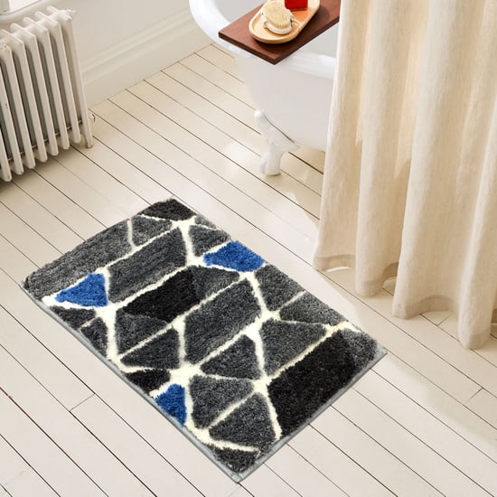 LUXE HOME Macau Microfiber Geometric Anti-Slip Bath Mat - 60x40cm