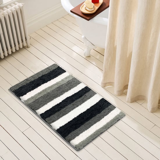 LUXE HOME International Microfibre Striped Anti-Slip Bath Mat - 60x40cm