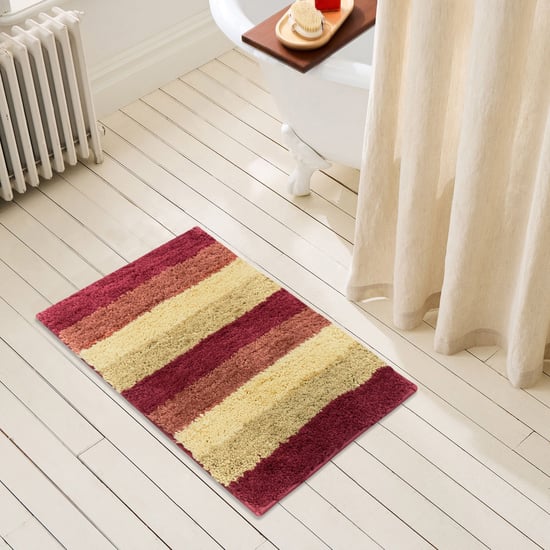 LUXE HOME Jericho Microfibre Striped Anti-Slip Bath Mat - 60x40cm