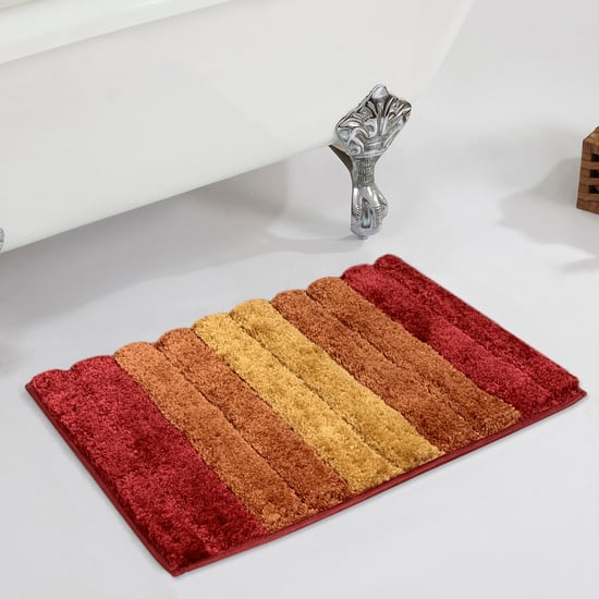 LUXE HOME INTERNATIONAL Microfibre Striped Anti-Slip Bath Mat - 60x40cm