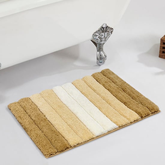 LUXE HOME INTERNATIONAL Microfibre Striped Anti-Slip Bath Mat - 60x40cm