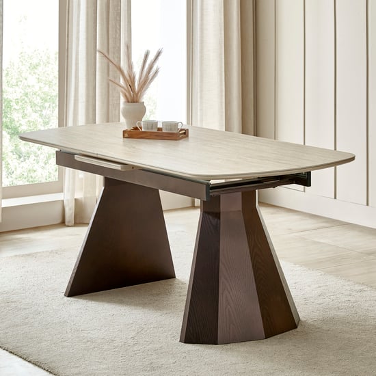 Iris Sintered Stone Top 6-8 Seater Extendable Dining Table - Beige