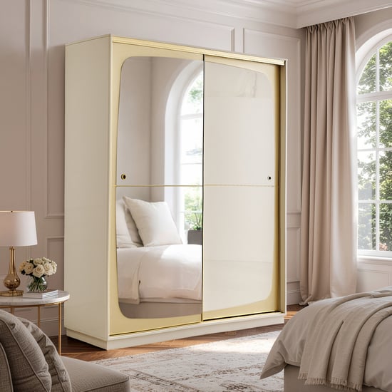 Alchemy 2-Door Sliding Wardrobe with Mirror - Gold