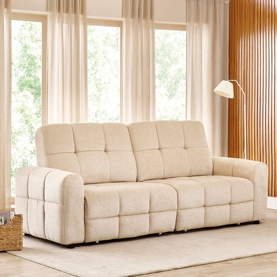 Mallory Fabric 3-Seater Electric Sofa Bed - Beige