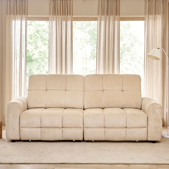 Mallory Fabric 3-Seater Electric Sofa Bed - Beige