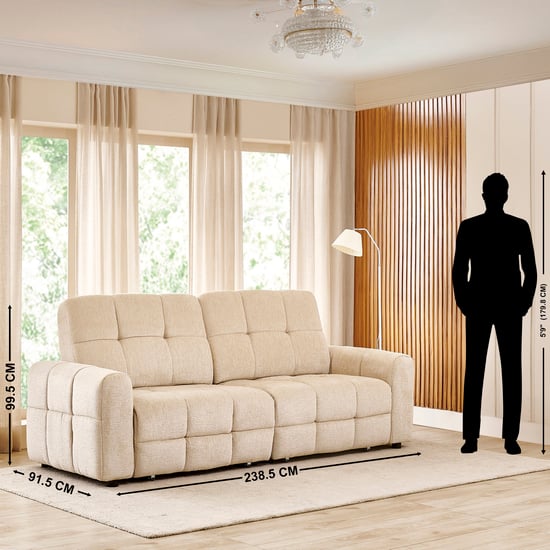 Mallory Fabric 3-Seater Electric Sofa Bed - Beige