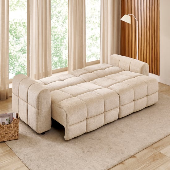 Mallory Fabric 3-Seater Electric Sofa Bed - Beige