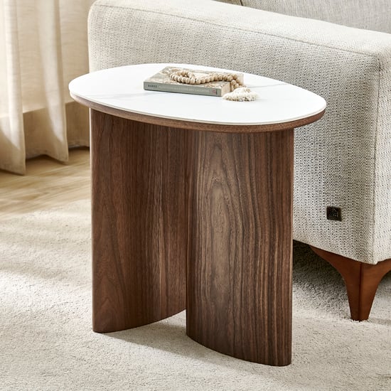 Jenna Ceramic Top End Table - White