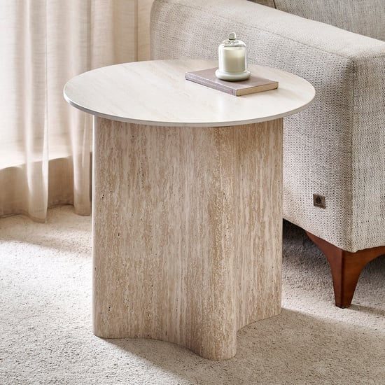 Shelby Ceramic Top End Table - Beige