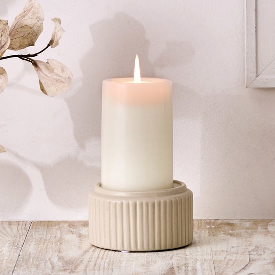 Nesta Eden Ceramic Ribbed Pillar Candle Holder
