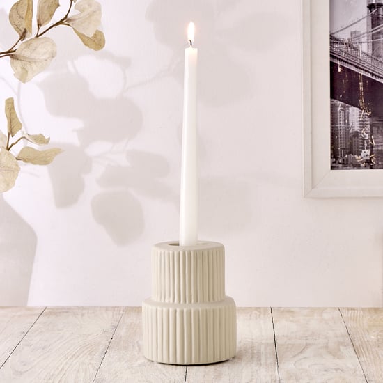 Nesta Eden Ceramic Ribbed Taper Candle Holder