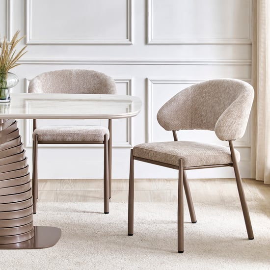 Swirl Set of 2 Fabric Dining Chairs - Beige