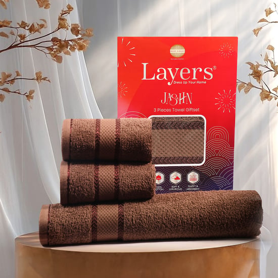LAYERS Jashn Cotton Striped Set of 4 Cotton Bath and Hand Towels