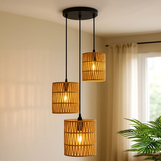HOMESAKE Raffia Cluster Ceiling Lamp