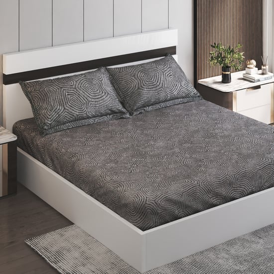 Ezra Mineral Cotton 144TC Printed 3Pcs King Fitted Bedsheet Set