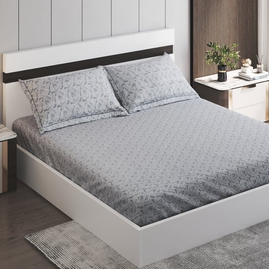 Ezra Ocean Cotton 144TC Printed 3Pcs King Fitted Bedsheet Set