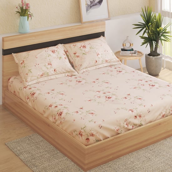 Ezra Peony Cotton 144TC Floral Print 3Pcs Queen Bedsheet Set