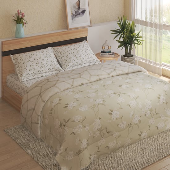 Chime Cotton 4Pcs Floral Print Double Bed-In-A-Bag Set