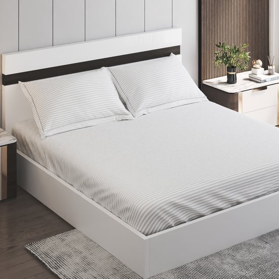 Oxford Cotton 200TC Striped 3Pcs Queen Fitted Bedsheet Set