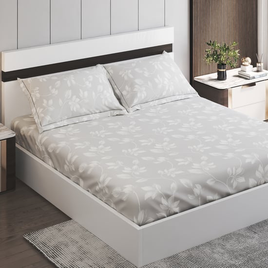 Oxford Cotton 200TC Floral Print 3Pcs Queen Fitted Bedsheet Set