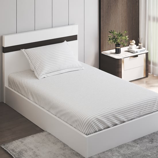Oxford Cotton 200TC Striped 2Pcs Single Fitted Bedsheet Set