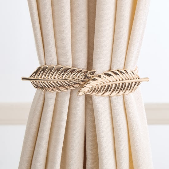Oak Metal Leaf Curtain Holder