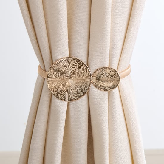 Oak Metal Disc Curtain Holder