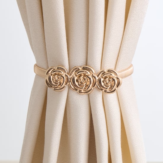 Oak Luxe Metal Floral Curtain Holder