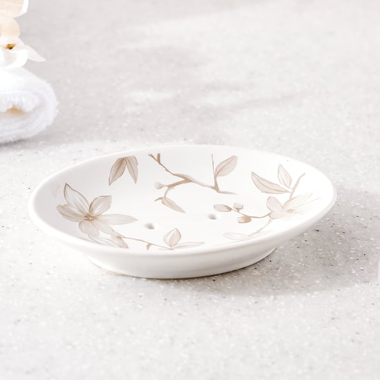 Mekong Aura Ceramic Floral Print Soap Dish