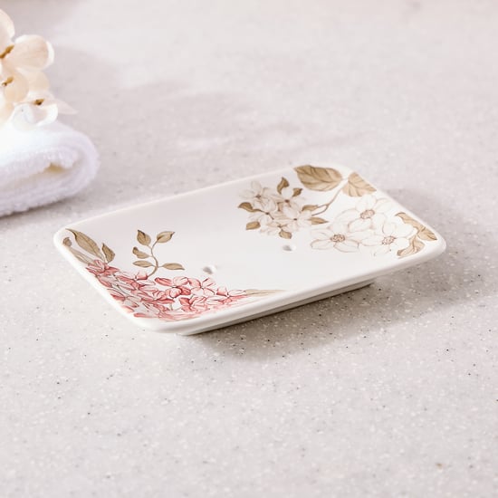 Mekong Elite Ceramic Floral Print Soap Dish