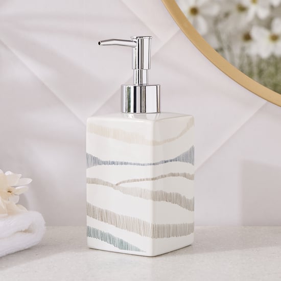 Mekong Ribble Ceramic Printed Soap Dispenser - 360ml