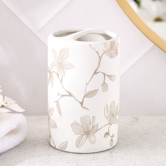 Mekong Aura Ceramic Floral Print Tooth Brush Holder