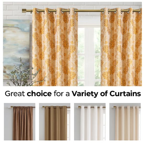 DECO WINDOW Extendable Single Curtain Rod - 40mm, Gold (44-120in)