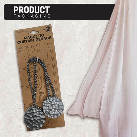 DECO WINDOW Wavelet Set of 2 Magnetic Rope Curtain Tiebacks - Grey