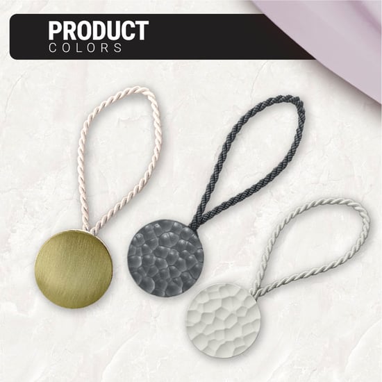 DECO WINDOW Wavelet Set of 2 Magnetic Rope Curtain Tiebacks - Grey