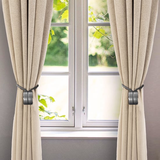 DECO WINDOW Wavelet Set of 2 Magnetic Rope Curtain Tiebacks - Grey
