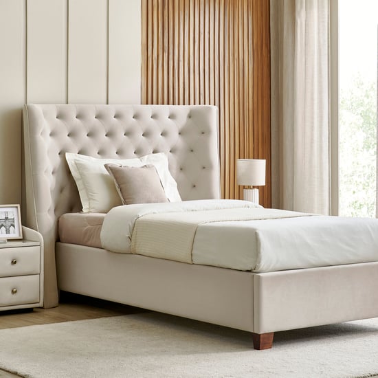 Stellar Elite NXT Ursulla Single Bed with Hydraulic Storage - Greige