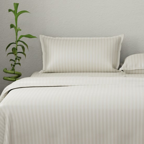 BOUTIQUE LIVING Elegant Cotton 210TC Striped 3Pcs Super King Bedsheet Set