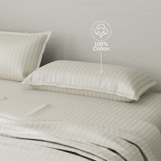 BOUTIQUE LIVING Elegant Cotton 210TC Striped 3Pcs Super King Bedsheet Set