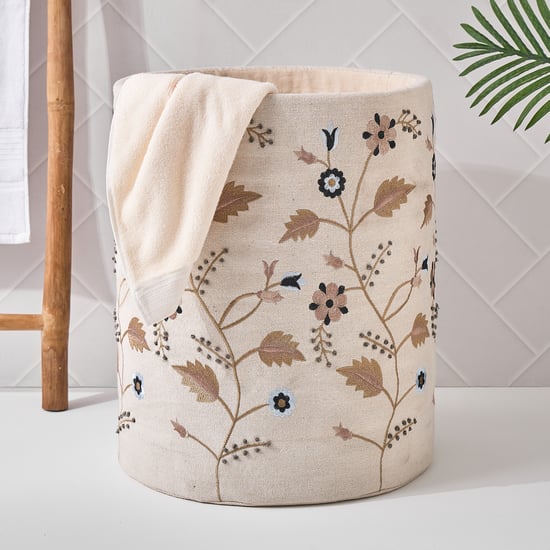 Wilton Cotton Embroidered Laundry Hamper