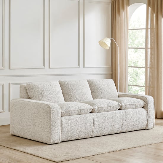 Salzburg Fabric 3-Seater Sofa - Ivory