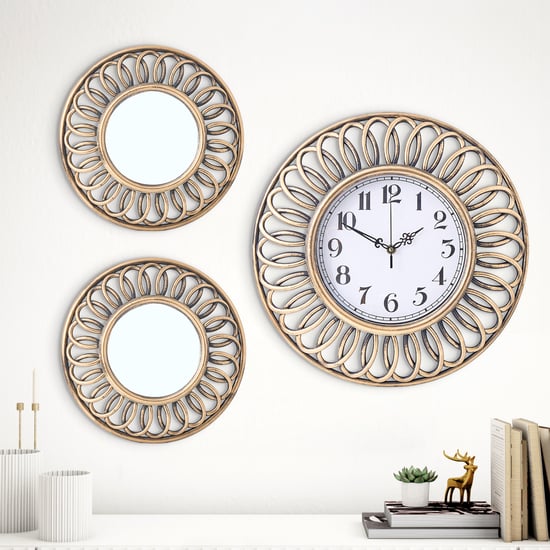 Corvus Cairo 3Pcs Decorative Clock and Mirror Set